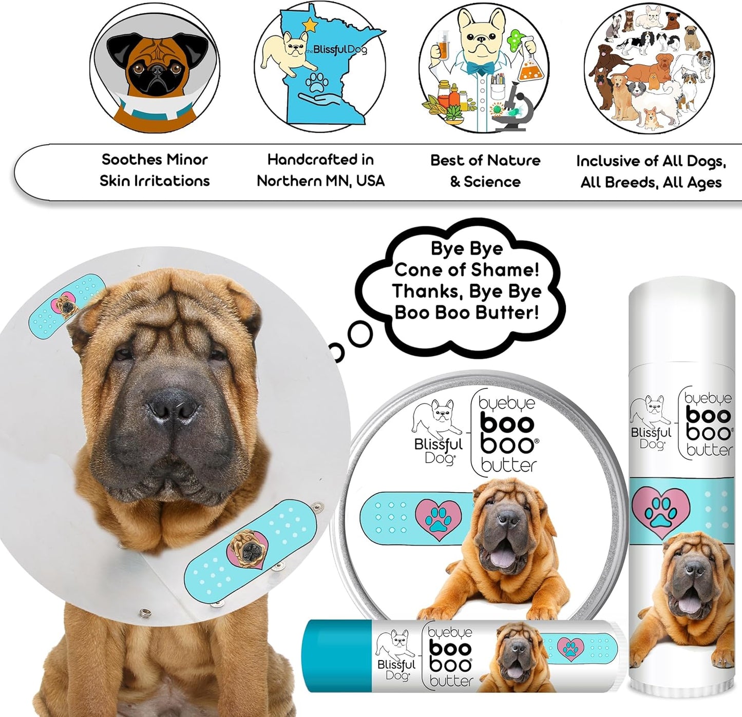 The Blissful Dog .50 oz Tube Chinese Shar Pei Booboo Butter