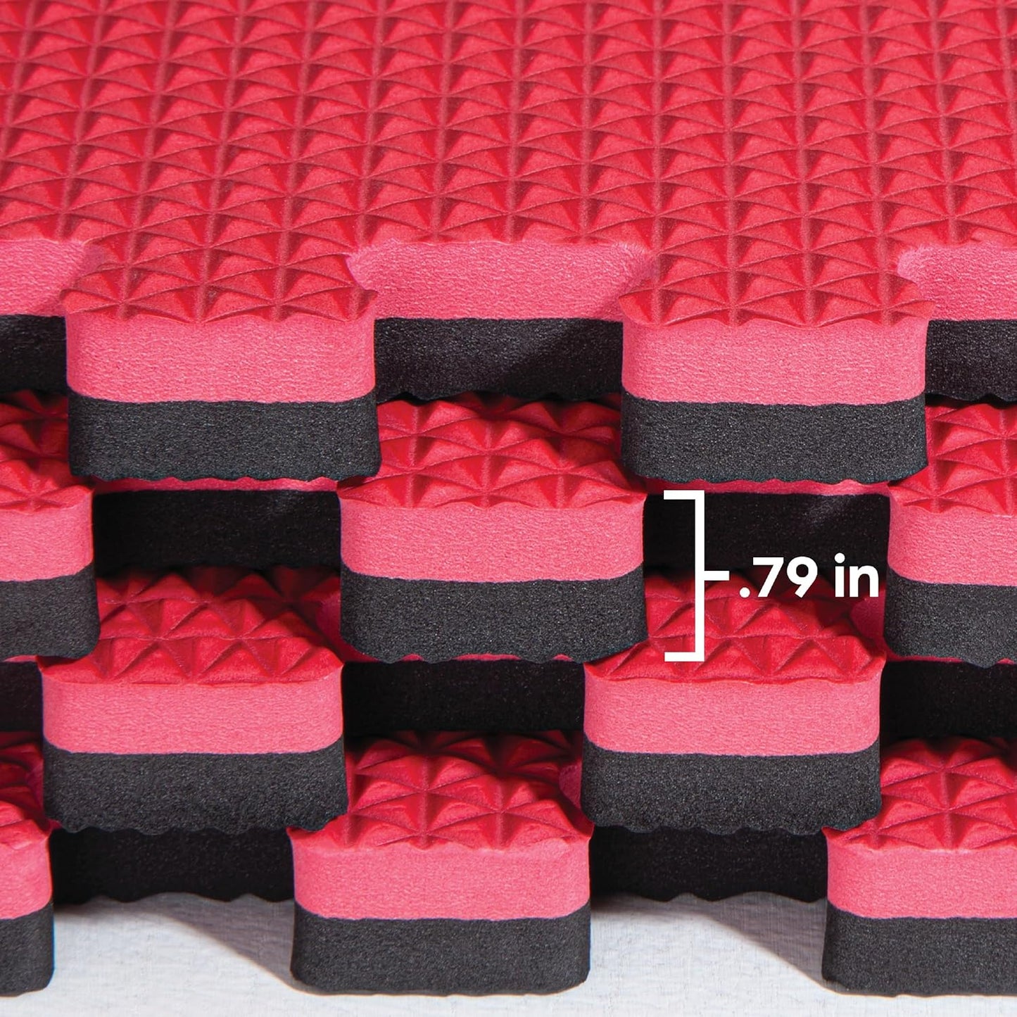 Norsk Reversible Gym Exercise Mats 3/4" Thick EVA Interlocking Foam Tiles, Perfect Home Gym Flooring, 28 Tiles & 56 Trim Pieces, 112 Sq. Ft. Reversible, Red/Black