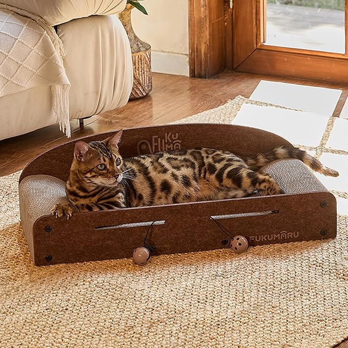 FUKUMARU 26 Inch Cat Scratcher Bed, 2 Reversible Cardboard Cat Scratch Pads - Image 9