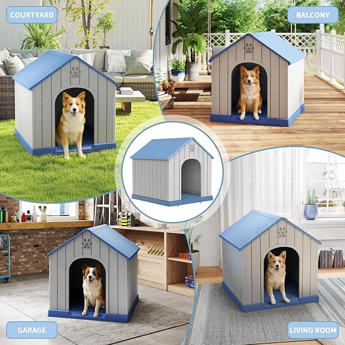 Large Dog House Outdoor Weatherproof,Waterproof Resin Outside Dog House - Image 7
