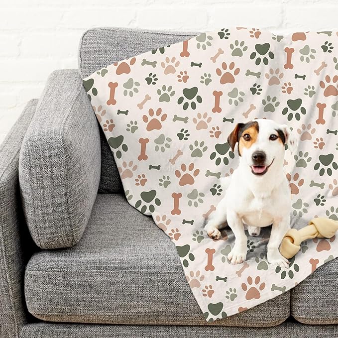 Cream Paw Print Sherpa Pet Lightweight Blanket - Image 6