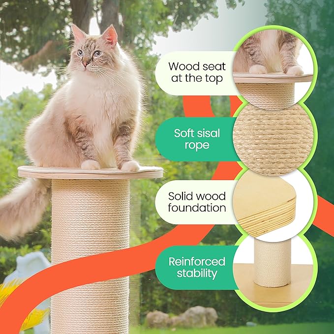 50" Tall Cat Scratching Post, Extra-Large Cat Scratch Post - Image 6