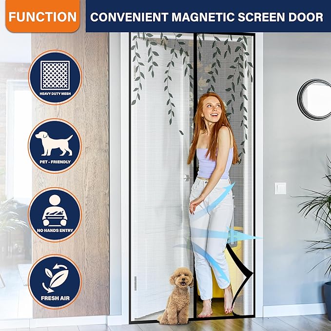 Magnetic Screen Door,Screen Door Mesh,Keep Bugs Out, Heavy-Duty Mesh Curtain - Image 6