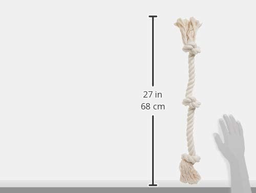 Flossy Chews 100-Percent Cotton White 3-Knot Rope Tug - Image 5