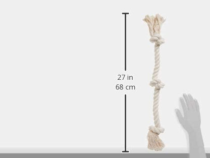 Flossy Chews 100-Percent Cotton White 3-Knot Rope Tug - Image 5