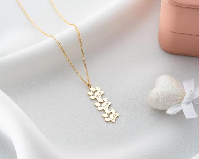 Birthstone necklace for women, Dainty gold necklace, Custom Engraved Paw Name - Image 4