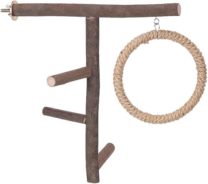 Bird Branch Perch Swing Toys, Natural Wood Parrot Cage Accessories - Image 6