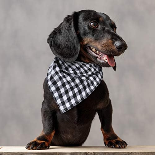 Honoson 6 Pieces Triangle Dog Bandana Dog Scarf Plaid Printing Adjustable Bibs - Image 6