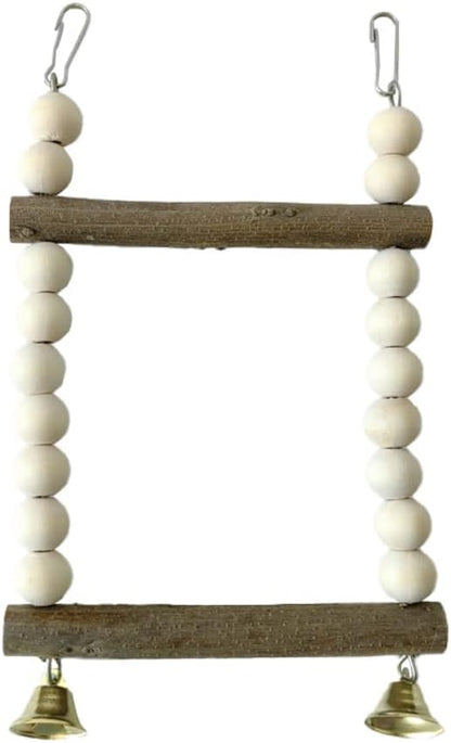 Bird Hook Swing with Bell Toys, Hanging Stand Swing, Double Layer Wooden Perch - Image 5