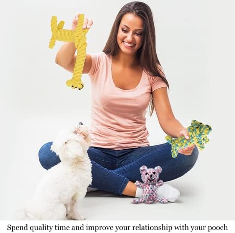 SunGrow Cotton Rope Knot Puppy & Ferret Toys, Tough Teething Chewable Teddy Bear - Image 3