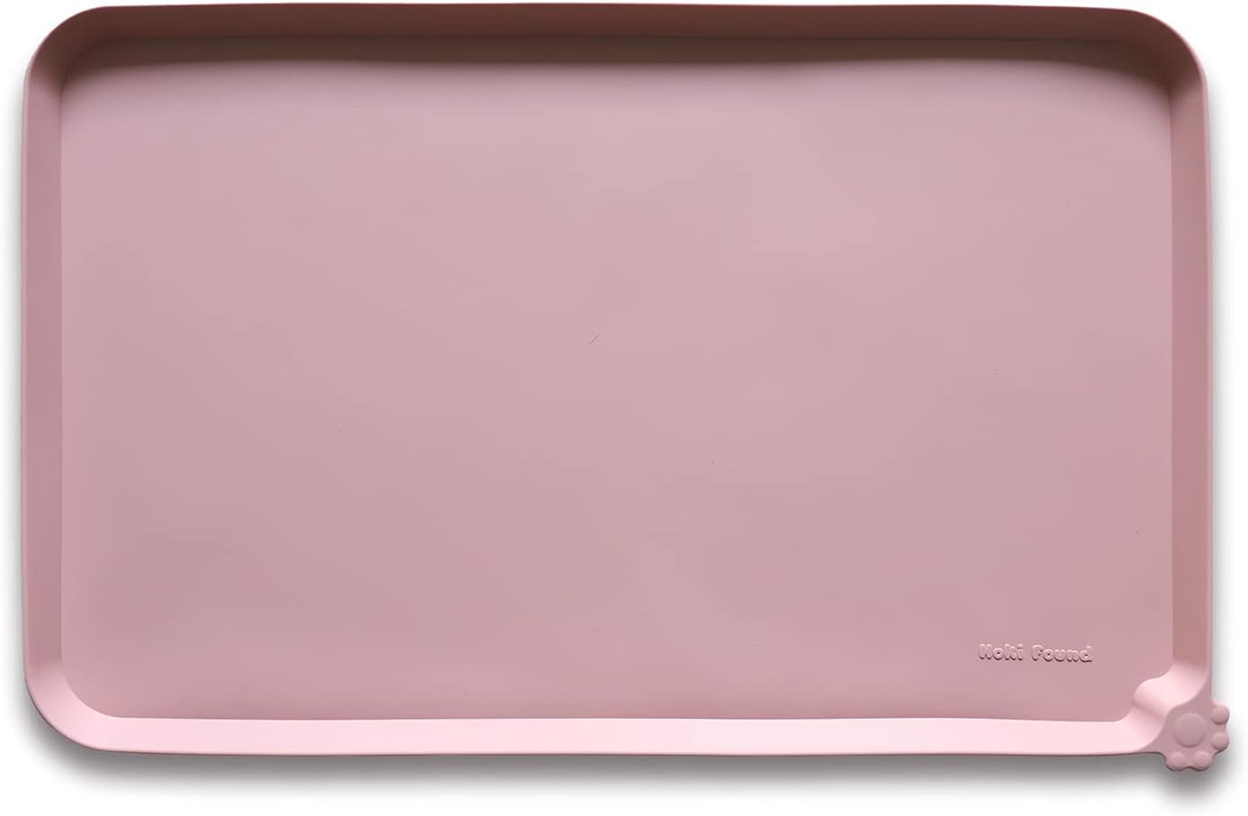 Hoki Found Silicone Pet Food Tray - High-Lips Dog Cat Bowl Mats - Waterproof Dog Cat Food Mats - Neutral Pink