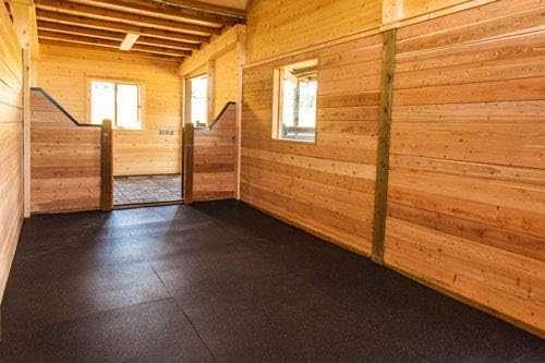 American Floor Mats Horse Mats - Heavy Duty Stall Tiles - Slip Resistant, Black, 12" x 12", 36 Tiles Total, 0.75" Thick