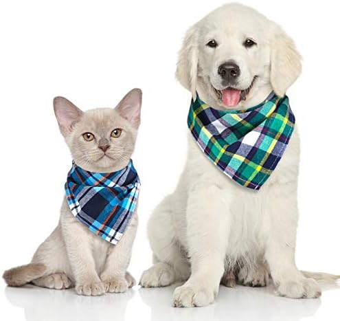 Honoson 6 Pieces Triangle Dog Bandana Dog Scarf Plaid Printing Adjustable Bibs - Image 7