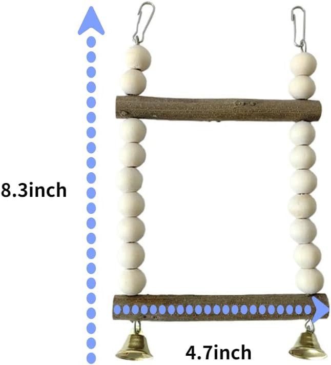 Bird Hook Swing with Bell Toys, Hanging Stand Swing, Double Layer Wooden Perch - Image 2
