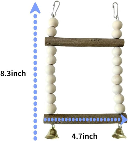 Bird Hook Swing with Bell Toys, Hanging Stand Swing, Double Layer Wooden Perch - Image 2