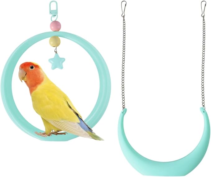 2PCS Bird Swing, Round & Half Moon Parrot Swing Perch by Unknown