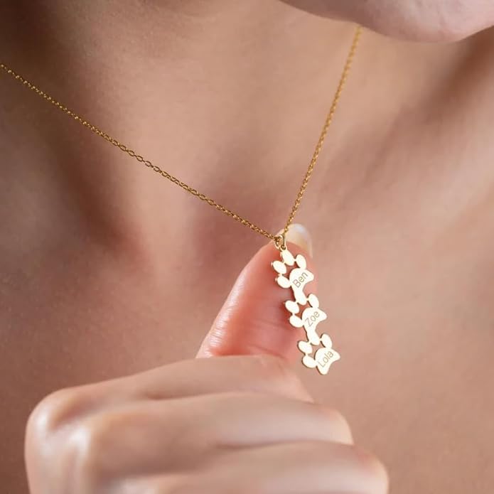 Birthstone necklace for women, Dainty gold necklace, Custom Engraved Paw Name - Image 2