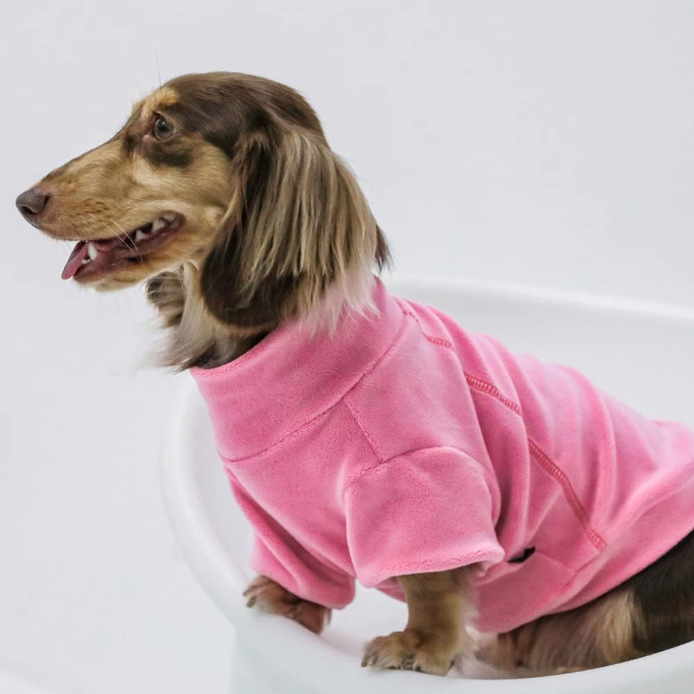 Fitwarm 3 Pack Classic Fleece Dog Sweater, Turtleneck Dog Sweatshirt, Dog Winter Clothes for Small Dogs Girl, Pet Pullover Jumper, Cat Apparel, Pink, Rose, Baby Pink, Medium