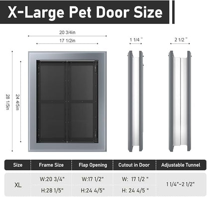 Aluminum French Large Dog Door, Strong Double Magnetic Flaps, - Image 6