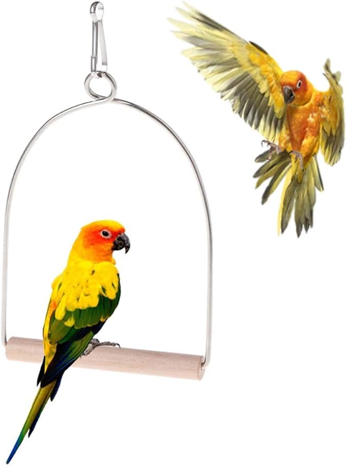 Bird Cage Swings, Natural Wood Pet Bird Swing Toys - Image 6
