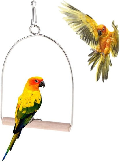 Bird Cage Swings, Natural Wood Pet Bird Swing Toys - Image 6