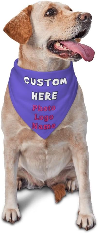 Personalized Dog Bandanas Custom Pet Scarf Add Your Own Logo Photo Text by YURIOPF
