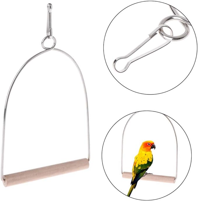 Bird Cage Swings, Natural Wood Pet Bird Swing Toys - Image 3