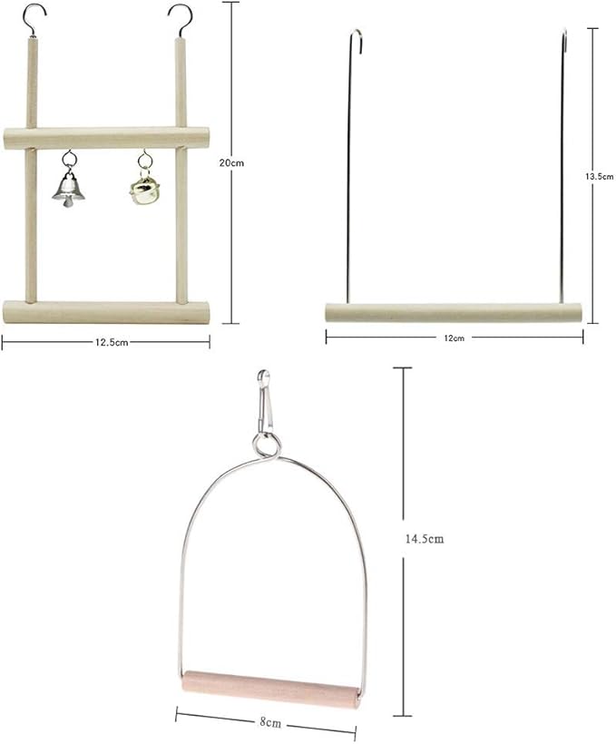 Bird Cage Swings, Natural Wood Pet Bird Swing Toys - Image 2