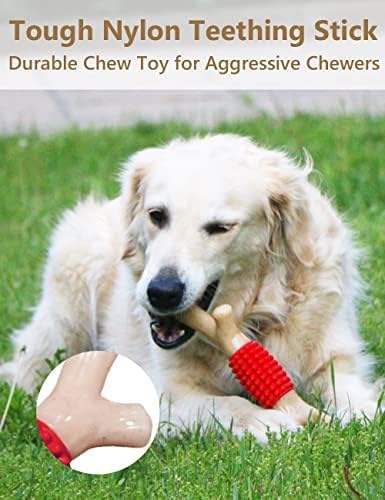 SCHITEC Dog Chew Toy for Aggressive Chewers, Tough Big Nylon & Rubber Teething - Image 2