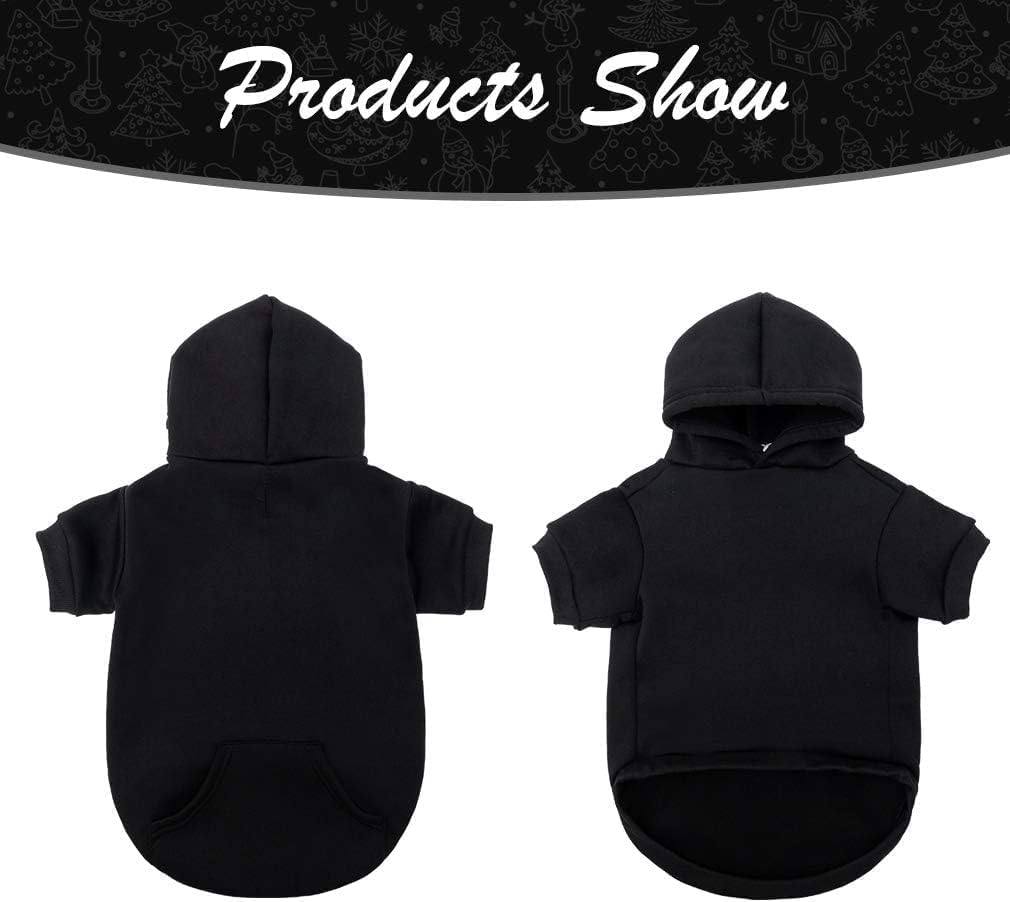 KOOLTAIL Basic Dog Hoodie - Soft and Warm Dog Hoodie Sweater with Leash Hole and Pocket, Dog Winter Coat, Cold Weather Clothes Sweatshirt for Small Medium Large Dogs Puppy Cat Boys Girls Black XL/XXL