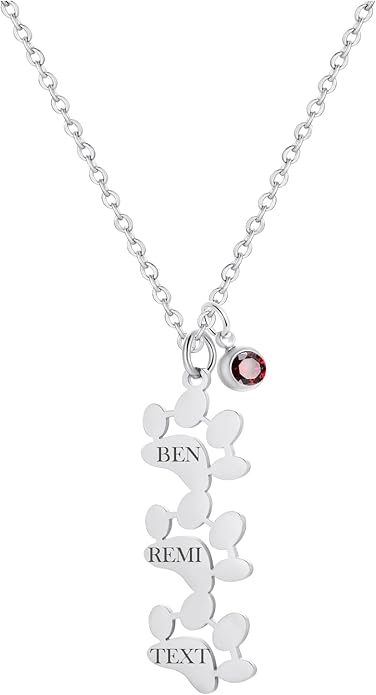 Birthstone necklace for women, Dainty gold necklace, Custom Engraved Paw Name - Image 3