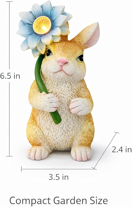 GoGnome Set of 3 Solar Animal Garden Lights – Resin Bunny, Cat & Dog Figurines - Image 6
