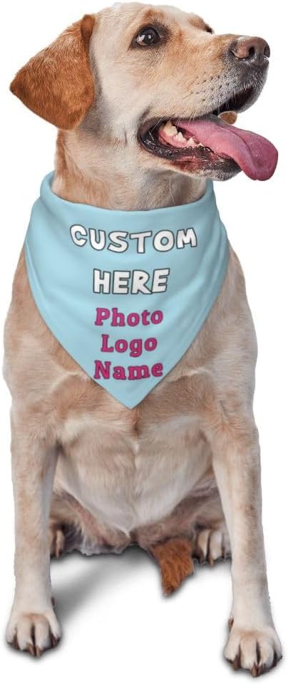 Personalized Dog Bandanas Custom Pet Scarf Add Your Own Logo Photo Text by YURIOPF