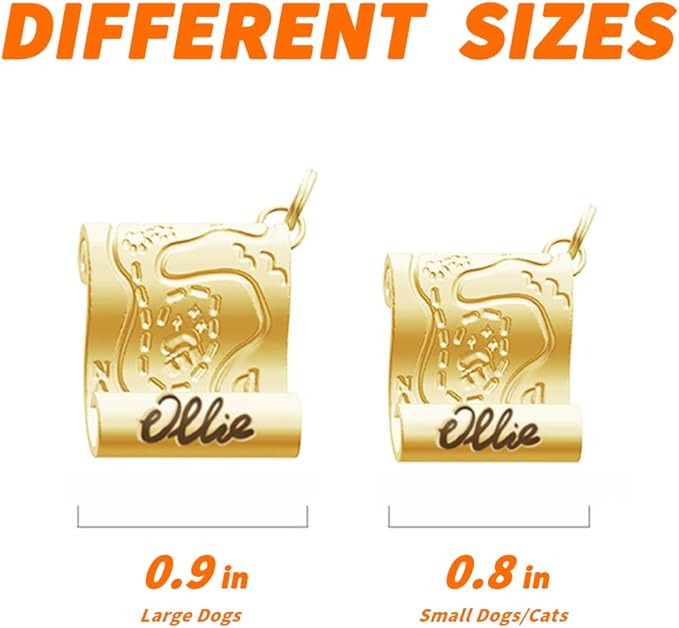 Dogs ID Tags Personalized Front and Back Engraving Brass Adventure Map Shape - Image 7