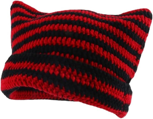 Crochet Hats for Women Cat Beanie Vintage Beanies Women Fox Hat Grunge by GGOOB