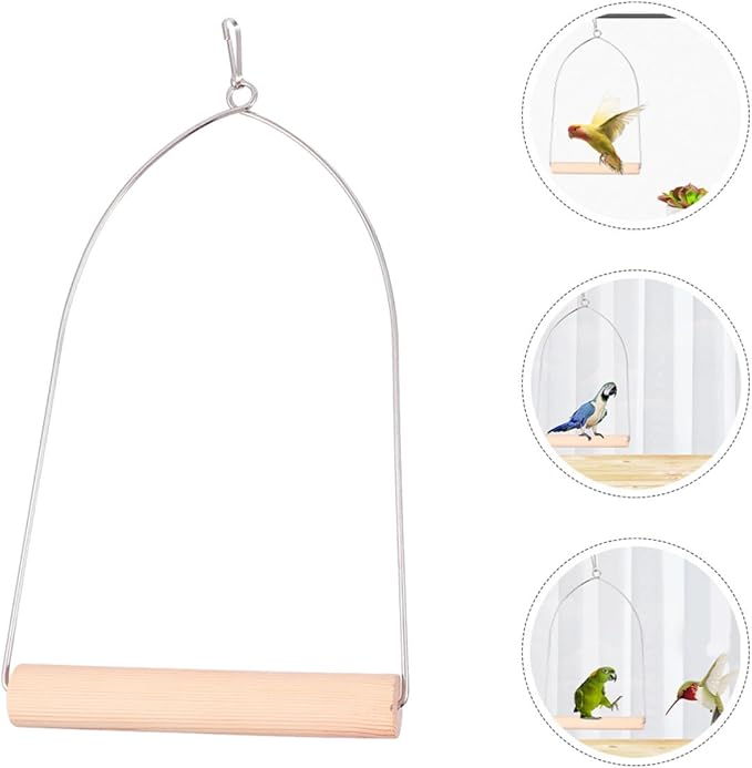 Hummingbird Wooden Perch with Rust-Resistant Metal Frame and Hanging Chain - Image 8