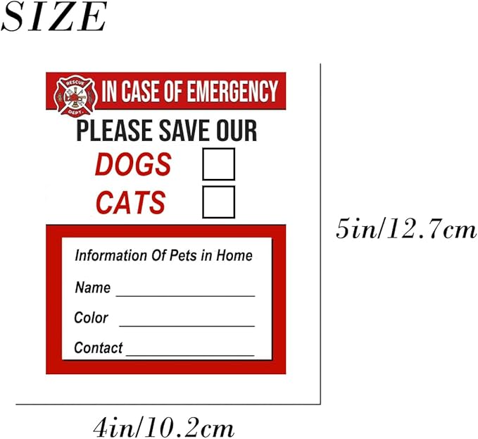 Emergency Pet Rescue Sticker – Fire Safety Window Decal - Image 2