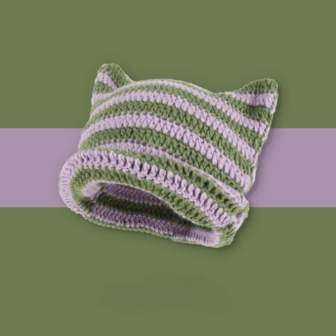 Crochet Hats for Women Cat Beanie Vintage Beanies Women Fox Hat Grunge - Image 2