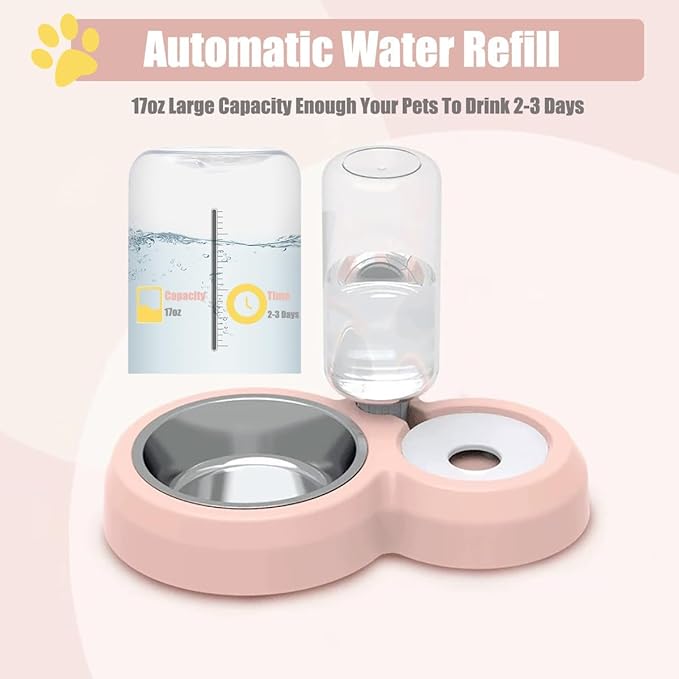 Double Dog Cat Bowls, Cat Food and Water Bowl Set - Image 2