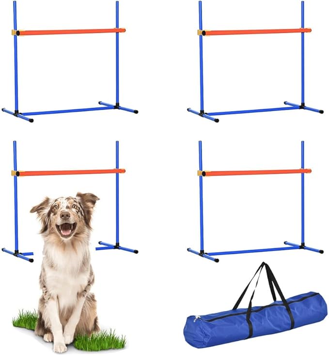4 PCS Dog Agility Course Equipment, Adjustable Jump Bars Obstacle Training - Image 3