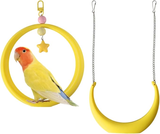 2PCS Bird Swing, Round & Half Moon Parrot Swing Perch by Unknown