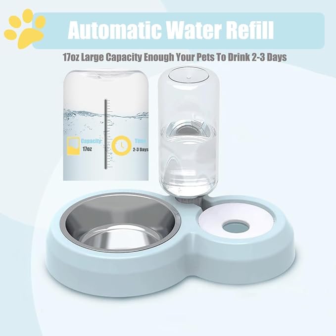 Double Dog Cat Bowls, Cat Food and Water Bowl Set - Image 2
