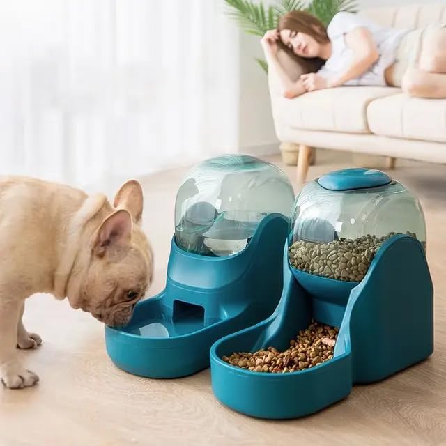 Dog & Cat Feeder + Waterer Set, Automatic Pet Feeder 2 in 1 Cat & Dog Food - Image 5