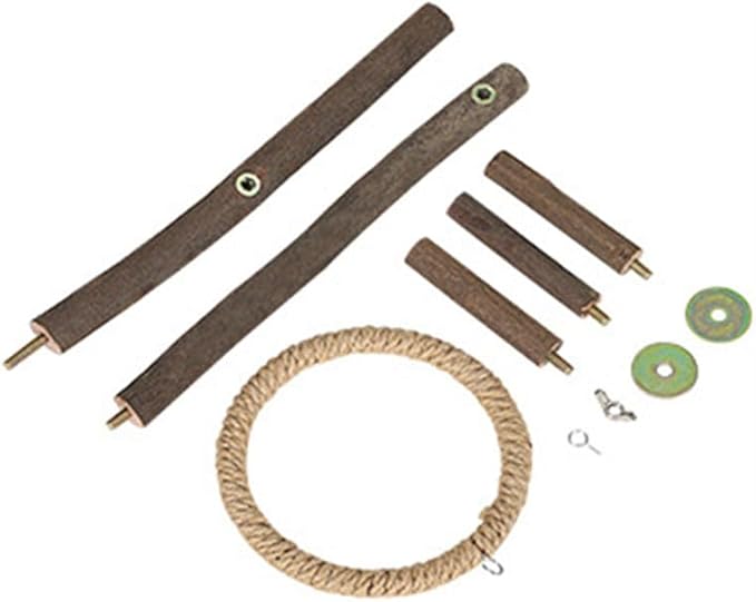 Bird Branch Perch Swing Toys, Natural Wood Parrot Cage Accessories - Image 7