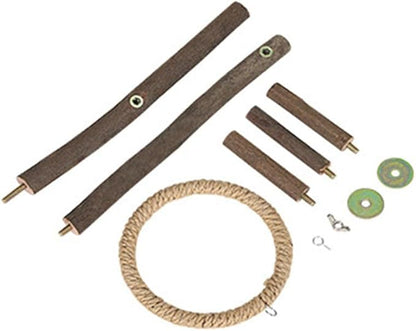 Bird Branch Perch Swing Toys, Natural Wood Parrot Cage Accessories - Image 7
