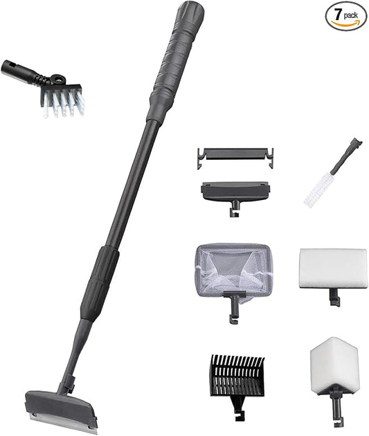 Carefree Fish 6IN1+1 Aquarium Cleaning Tools Long Handle Adjustable Length by CarefreeFish