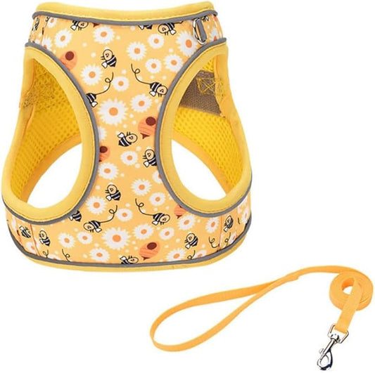 Step in Dog Harness and Leash Set, Flower Adjustable Easy Walk Puppy Harnesses by Flymind