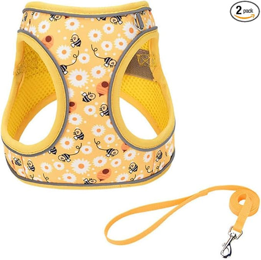 Step in Dog Harness and Leash Set, Flower Adjustable Easy Walk Puppy Harnesses by Flymind