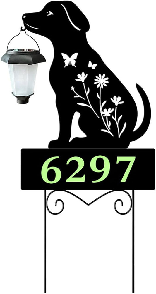 Solar Dog Garden Stakes Dog Holding Solar Lantern Decor Stakes Animal Yard by YY-Ladybug
