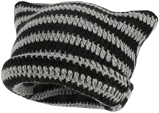 Crochet Hats for Women Cat Beanie Vintage Beanies Women Fox Hat Grunge by GGOOB